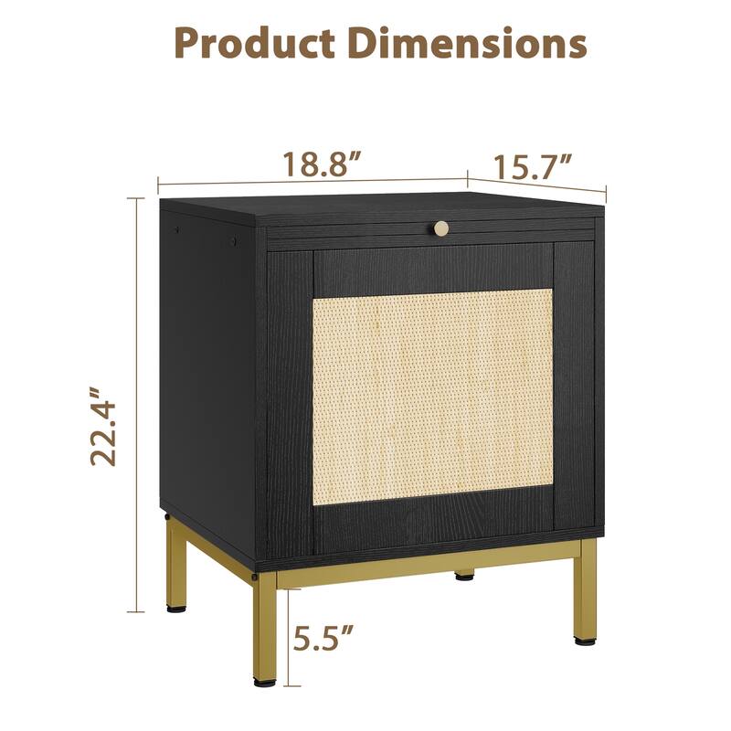 Rattan Nightstands with Tray Set of 2 Bed Bath & Beyond 39476815