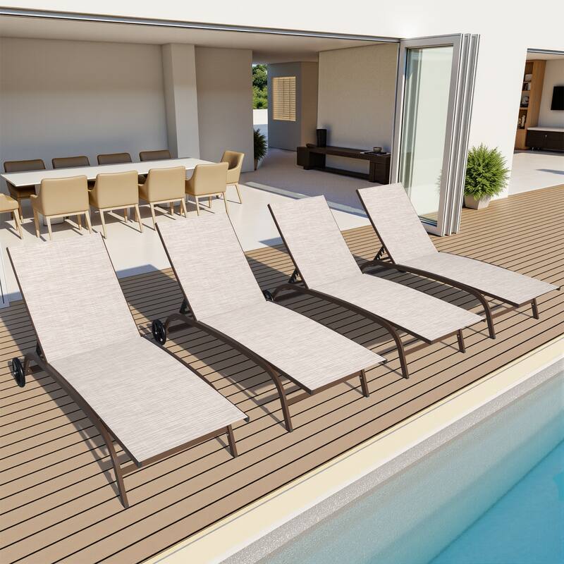 Crestlive Outdoor Adjustable Chaise Lounge Chairs with Wheels - See the Picture