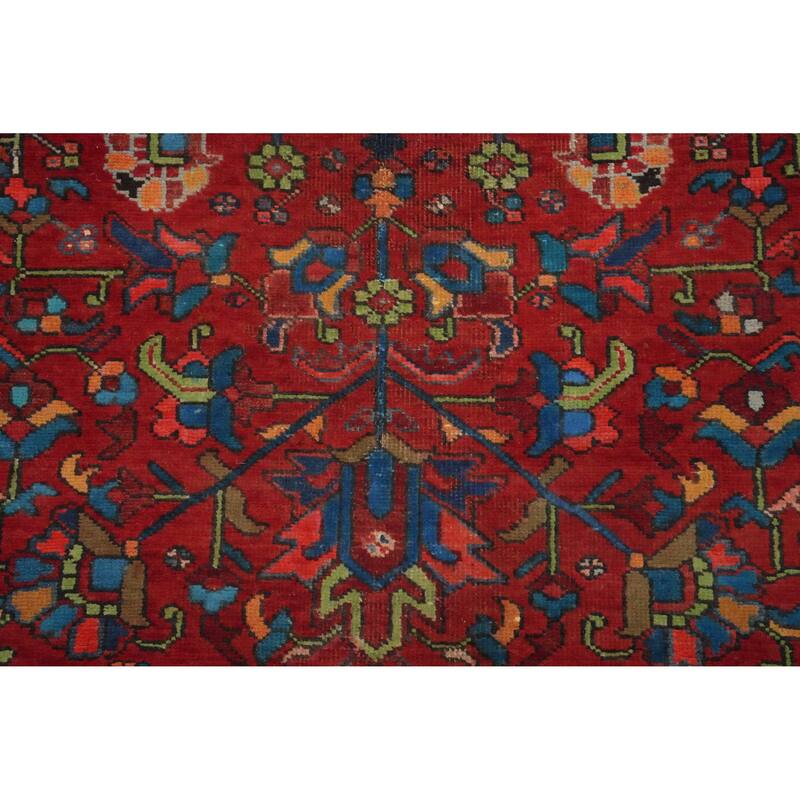 Hand Knotted Oriental 100% Wool Carpet Traditional Floral Red Tabriz Runner Rug - 10' 8'' X 3' 3''