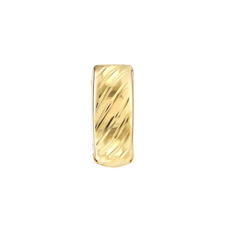 Curata 10k Yellow Gold 14x5mm Diagnol Cut Hinged Hoop Earrings