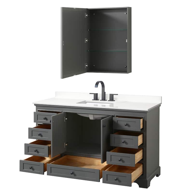 Deborah 60-inch Single Vanity, Quartz Top, Medicine Cabinet