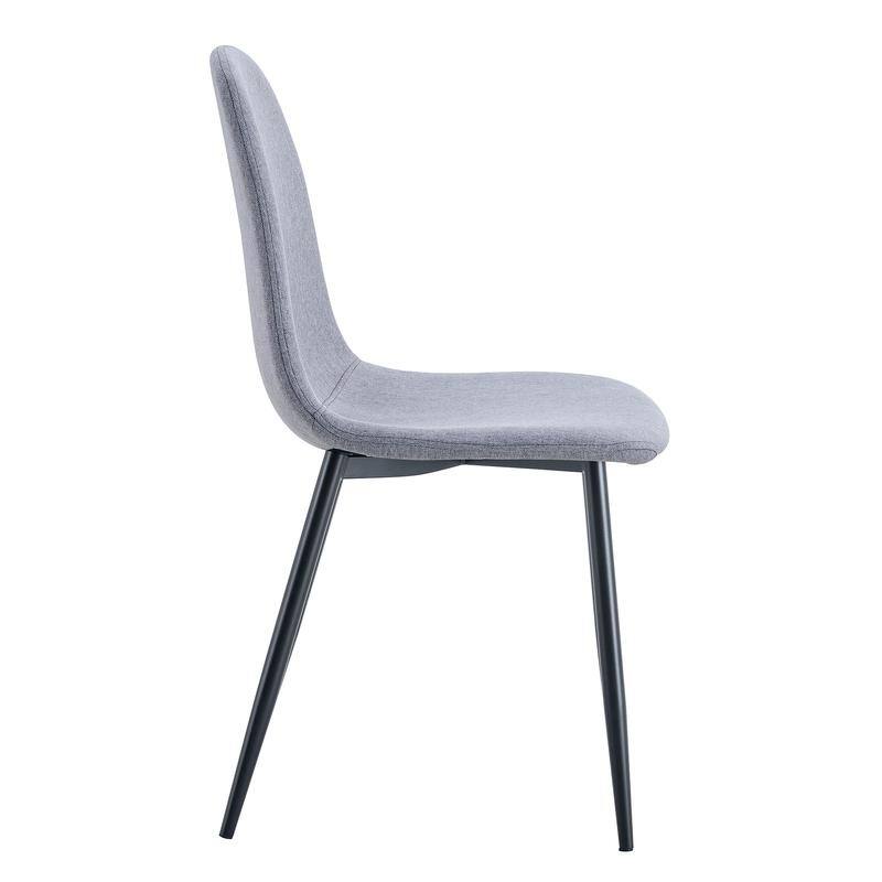 Set of 4 Modern Dining Chairs - Breathable Linen-Cotton Upholstery & Sturdy Integrated Metal Legs