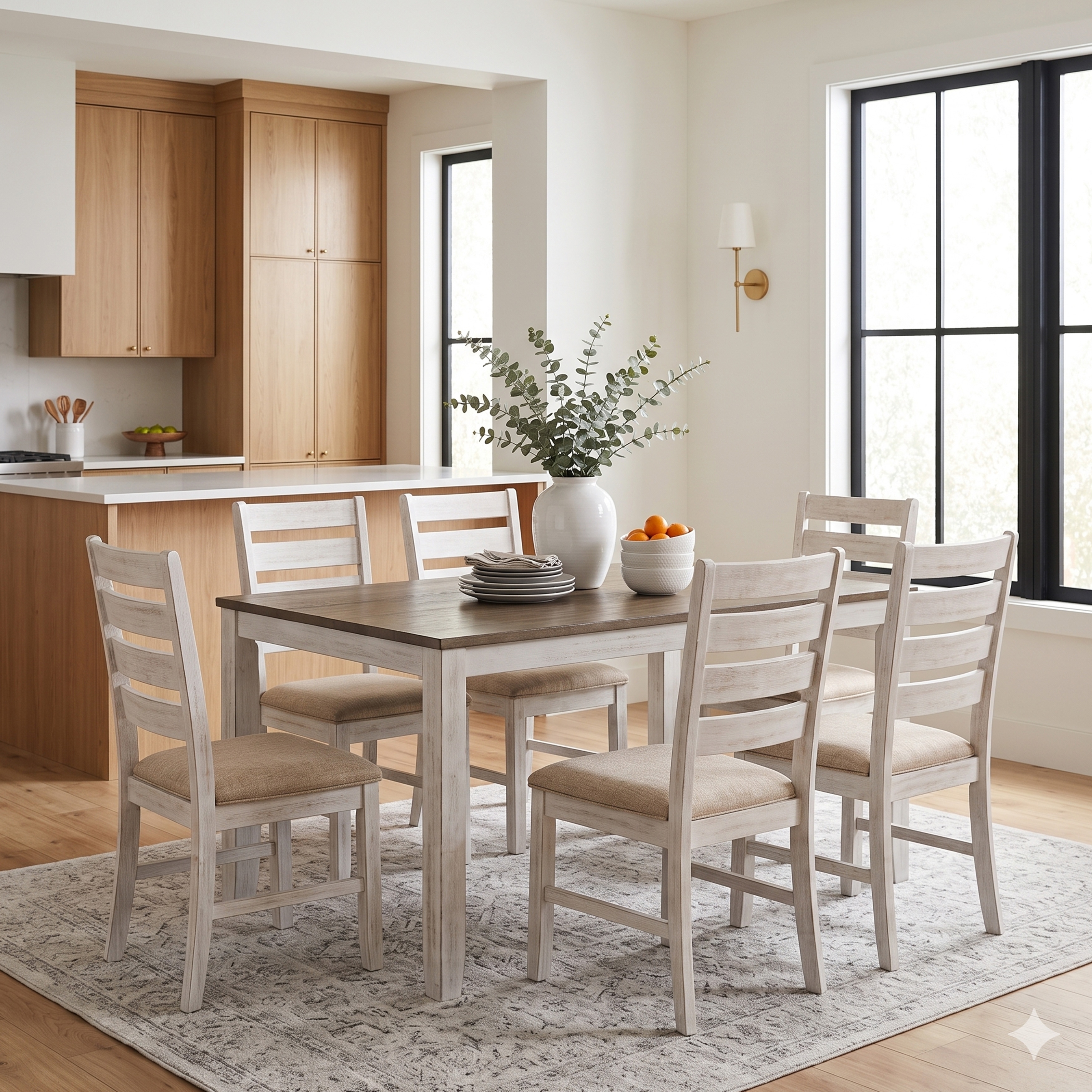 Bracknell 2-Tone Finish Wood 7-Piece Pack Dinette Set, Seats 6