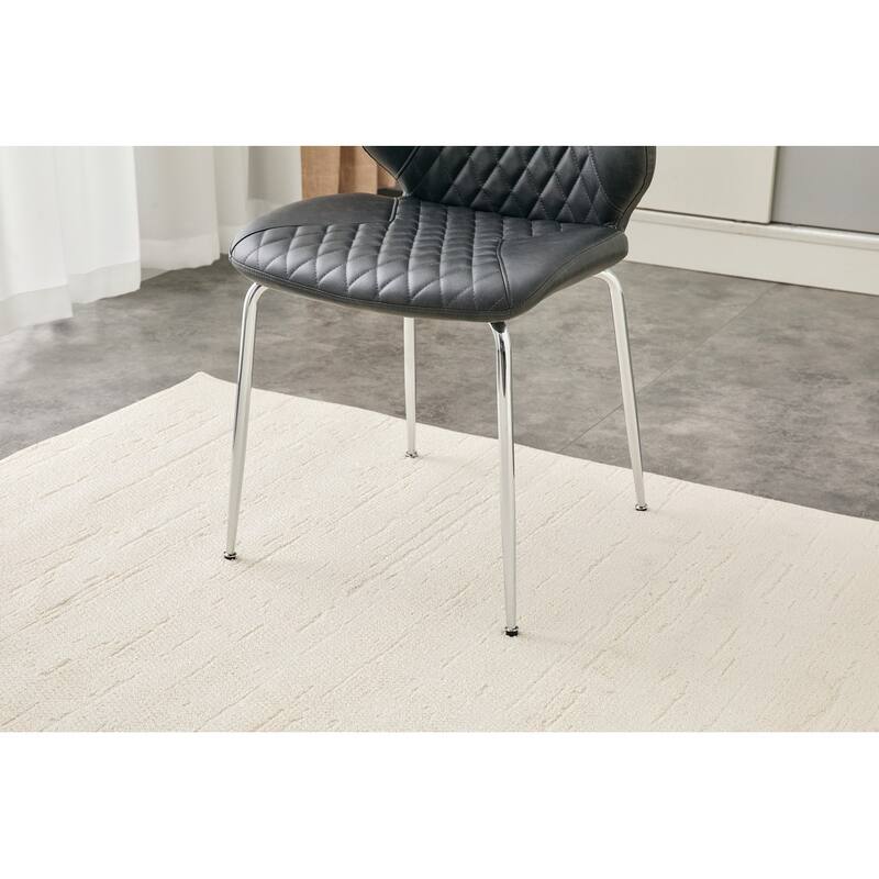 Set of 4, Oil Waxed Leather Dining Chairs with Diamond-Tufted Back