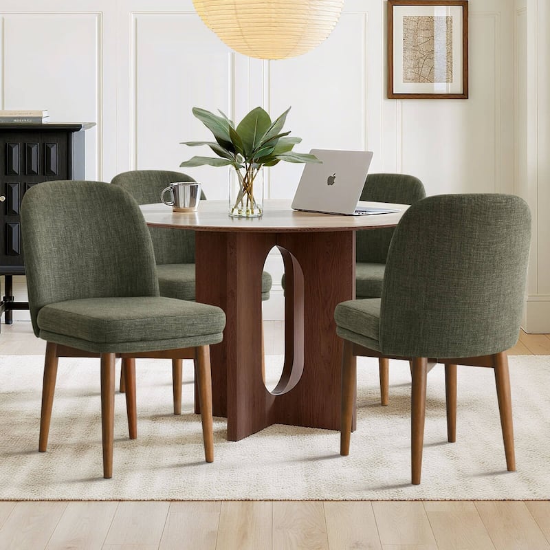 Linen Upholstered Parson Chair(Set of 4) - Green
