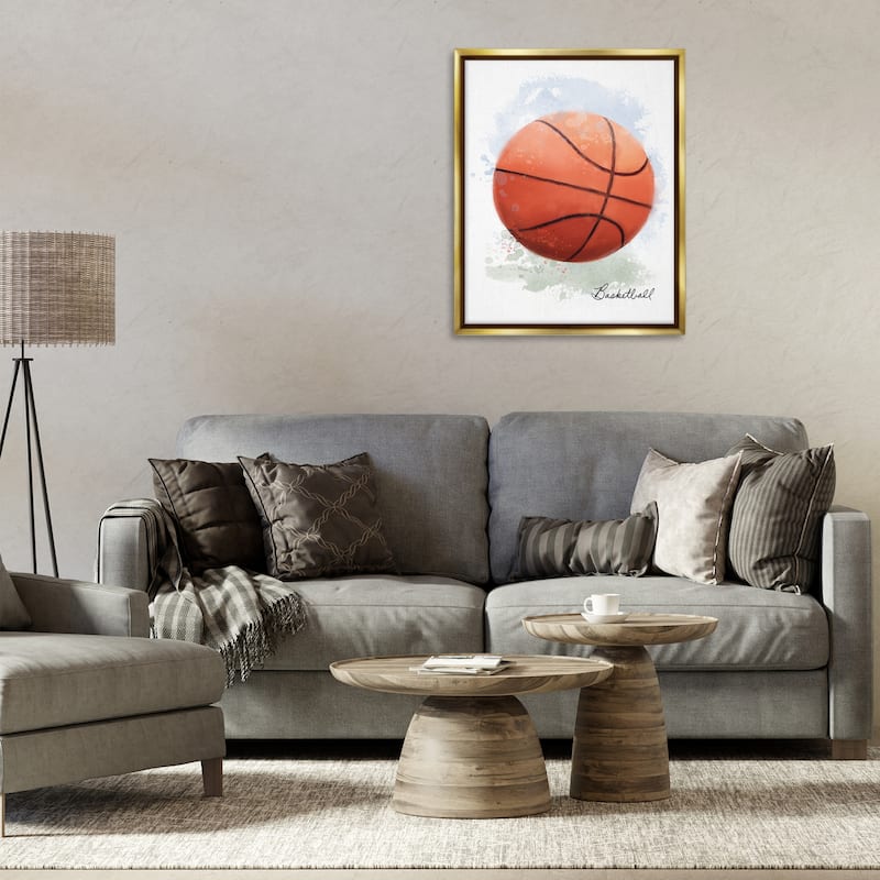 Stupell Soft Pastel Basketball Framed Floater Canvas Wall Art Design By Matthew Piotrowicz