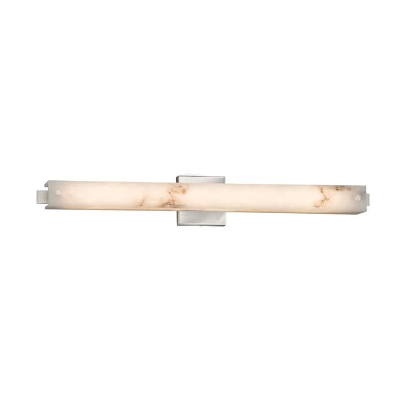 Justice Design LumenAria Edge Brushed Nickel Wall/ Bath Bar, Faux Alabaster Shade - Silver