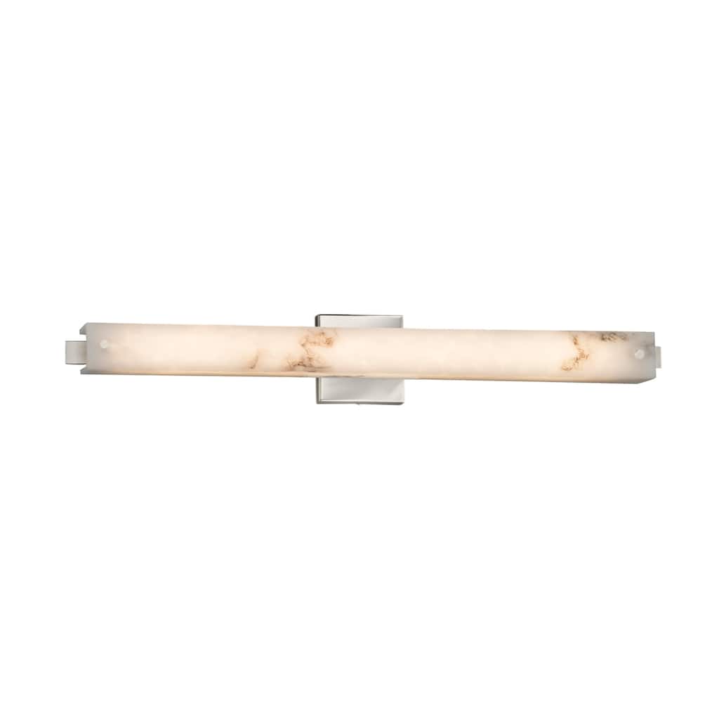Justice Design LumenAria Edge Brushed Nickel Wall/ Bath Bar, Faux Alabaster Shade - Silver