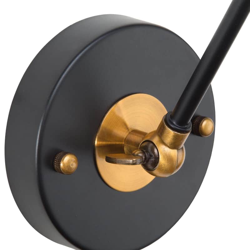 Set of 2 Modern Farmhouse Black Swing Arm Lights Plug-in/Hardwired Wall Sconces - L21" x W7.3 "x H8"