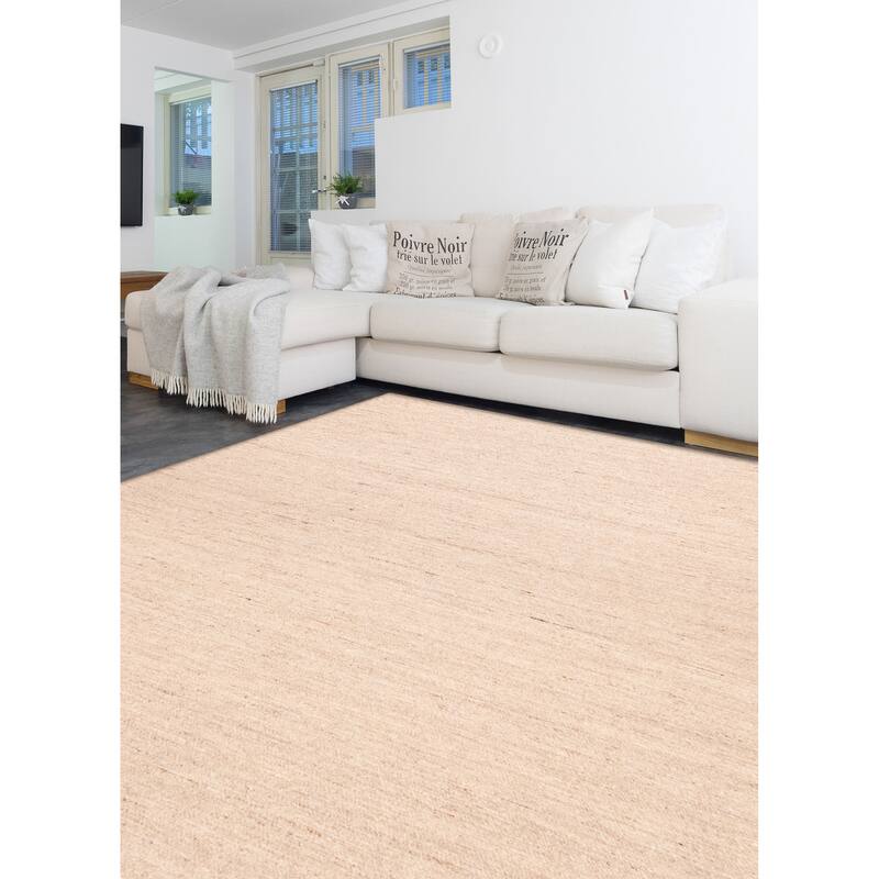 ECARPETGALLERY Flat-Weave Nevada Beige Wool Kilim - 8'0 x 9'10