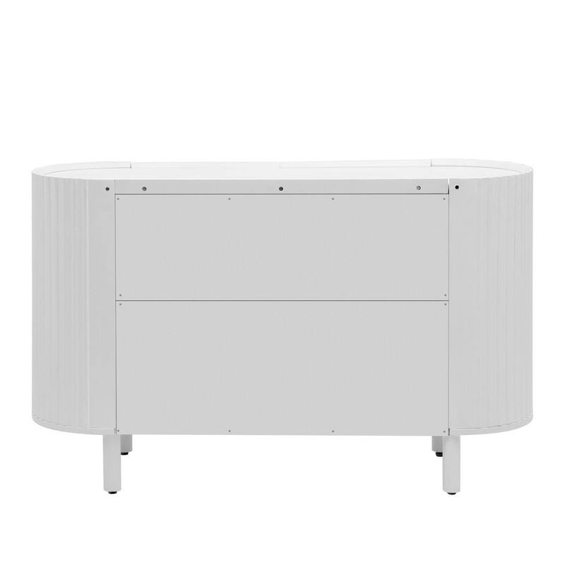 Light Luxury Sideboard with Adjustable Shelves, Curved Design Storage Buffet Cabinet for Living Room/Kitchen/Entryway/Hallway