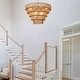 preview thumbnail 10 of 17, Dimmable 8-Light Hand-Woven Rattan Tiered Chandelier