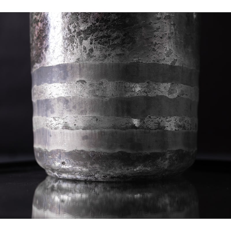 Etched Glass Tabletop Bottle Vase - 14.5" - Silver and Gray