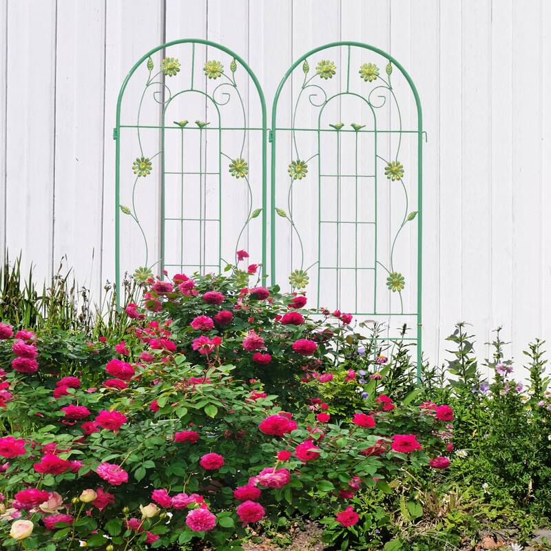 4 Pack Metal Garden Trellis 71" x 19.7" Rustproof Trellis for Climbing Plants Outdoor Flower Support Green