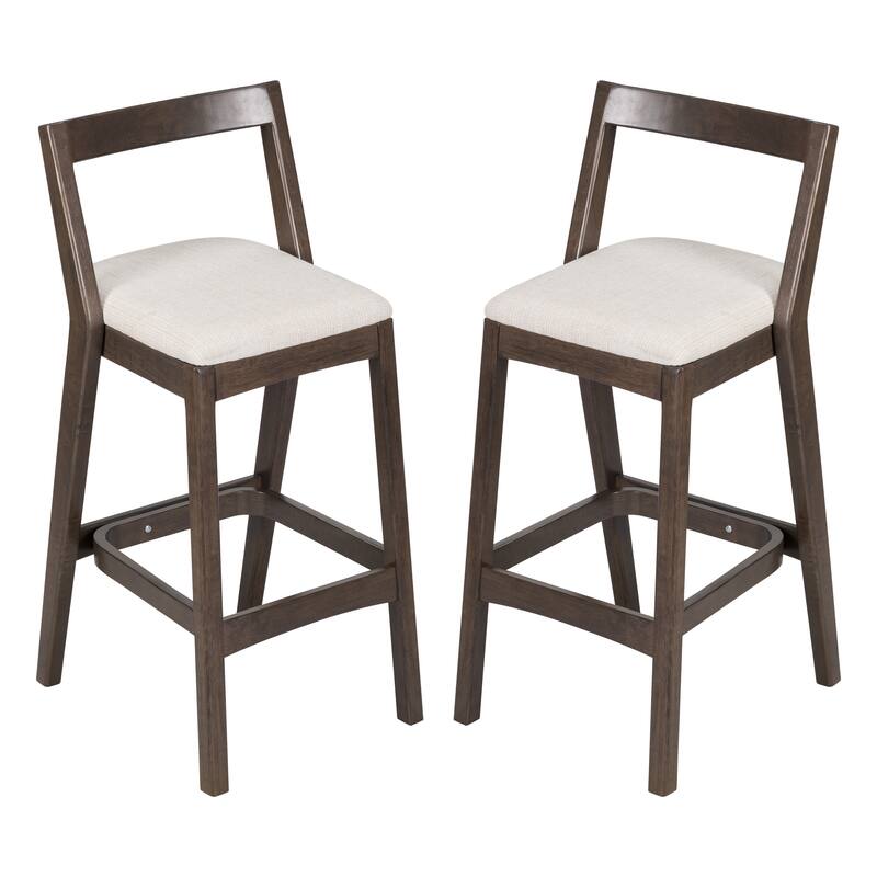 Roomfitters Jasper Indoor Rubberwood Barstools with Cushioned Seat, Beige Set of 2 - Set of 2
