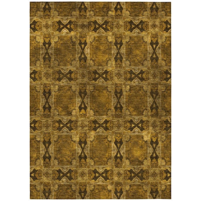 Machine Washable Indoor/ Outdoor Boho Medallions Chantille Rug