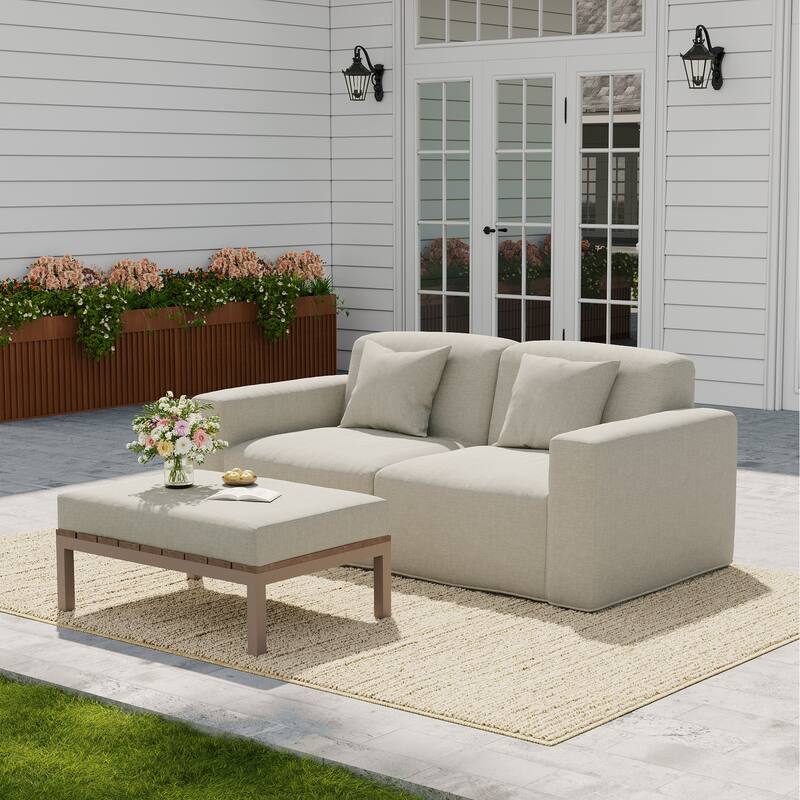 No Assembly Couch Outdoor Patio Modular Sofa with Coffee Table