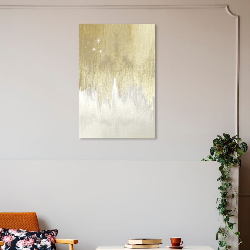 Wynwood Studio Canvas Abstract Golden White Starry Night Gold and Cream White Modern & Contemporary Wall Art Canvas Print - 30 x 20