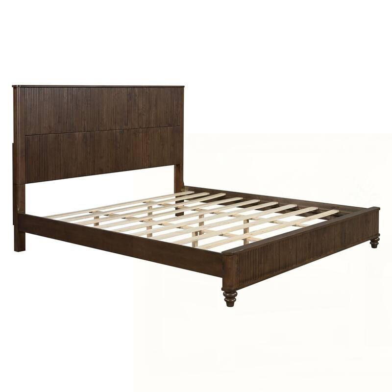 Solid Wood Bed Frame with Tall Headboard