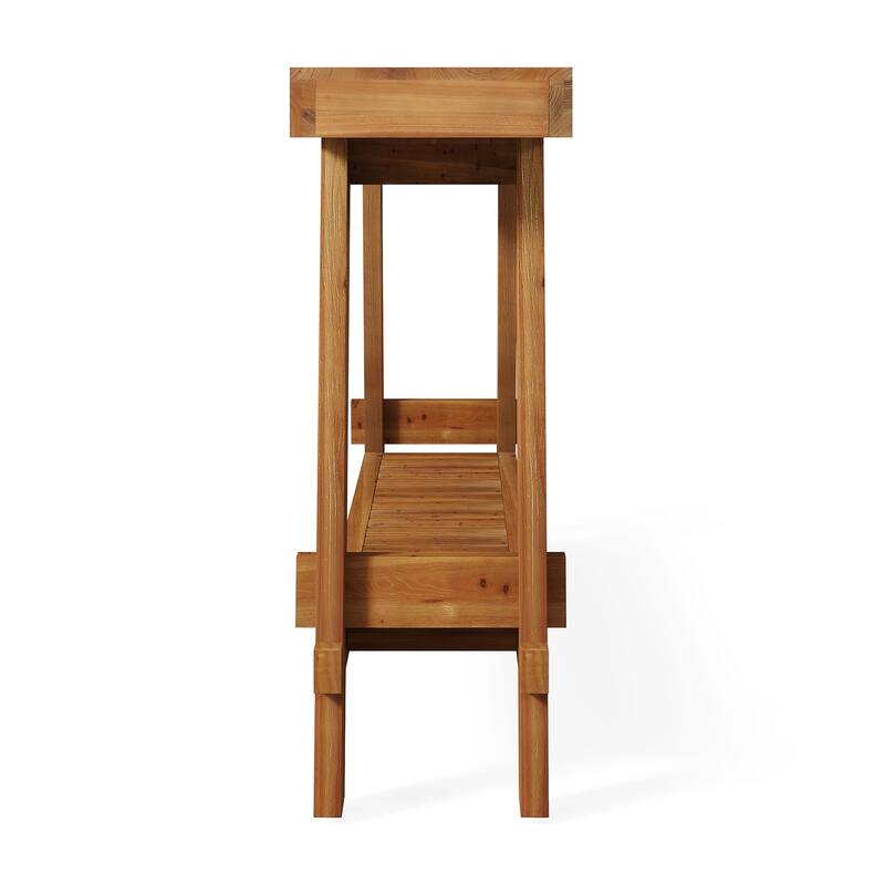 63 Inch Long Solid Wood Console Table with Shelf for Entryway