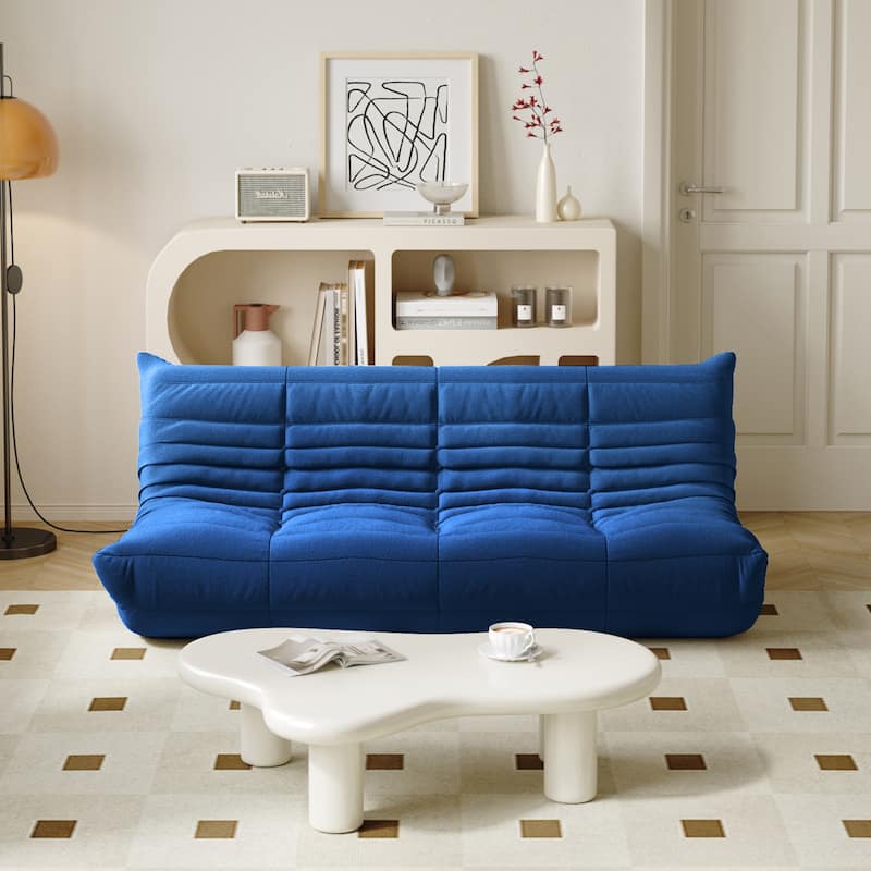 3 Seats Lazy Floor Sofa, Teddy Velvet Sofa Bean Bag Couch