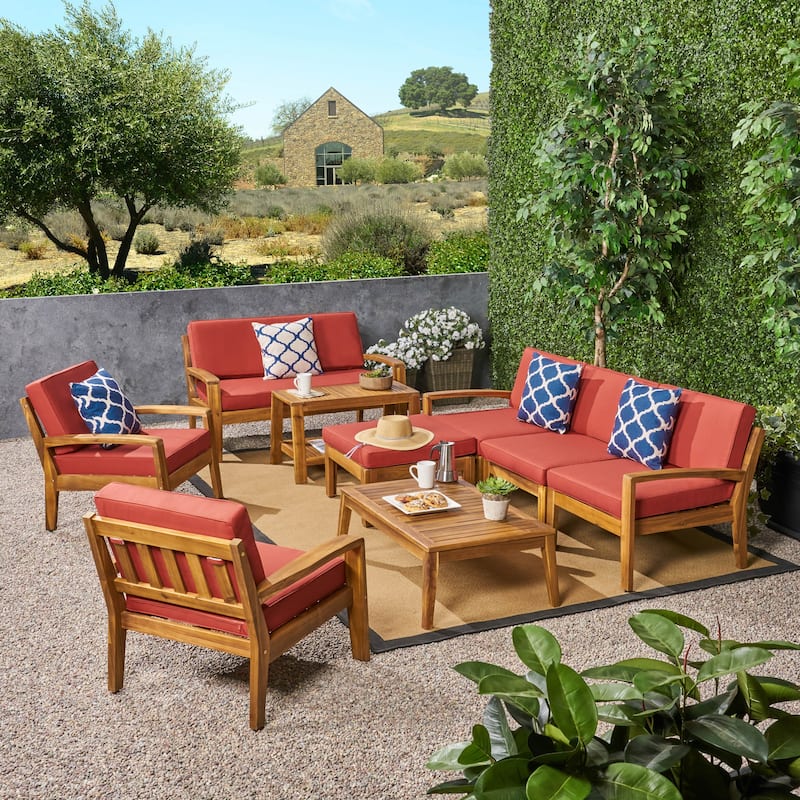 Grenada 7-Seater Sectional Sofa Chat Set with Ottoman by Christopher Knight Home