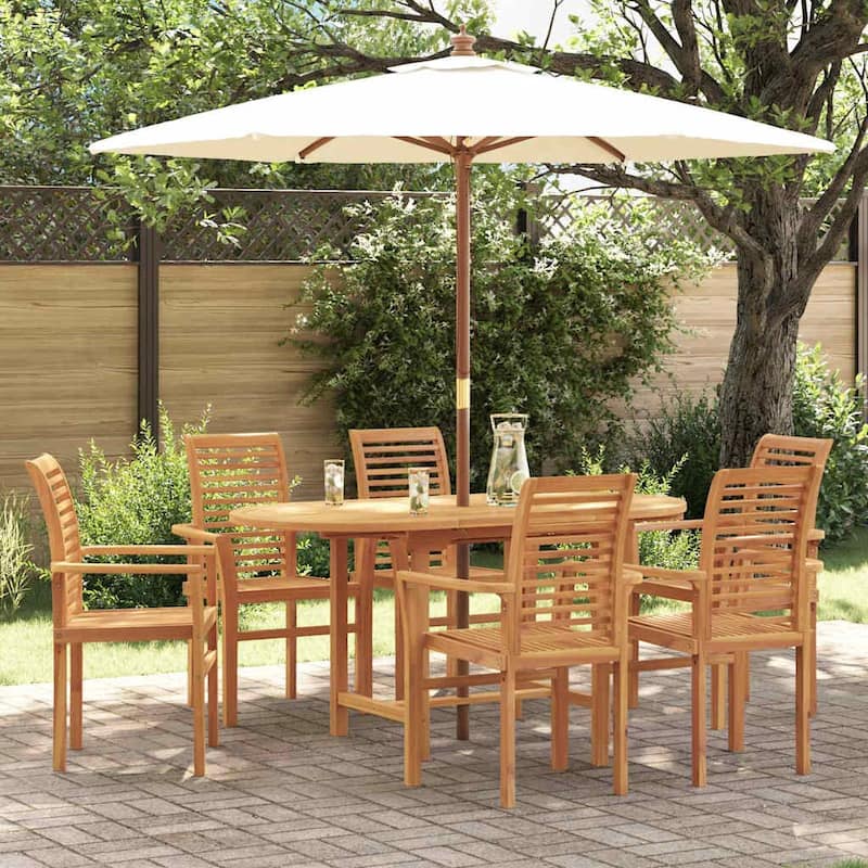 vidaXL Garden Dining Set 5/7 pcs Brown 63" x 31.5" x 29.5 - 63" x 31.5" x 29.5 - Brown 6-seater