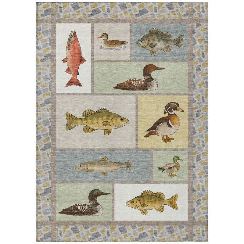 Machine Washable Indoor/ Outdoor Cabin Lodge Chantille Rug