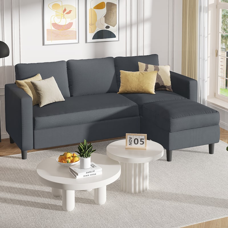 Futzca 74" Convertible Sectional Sofa Couch, Small L-Shaped Sofa