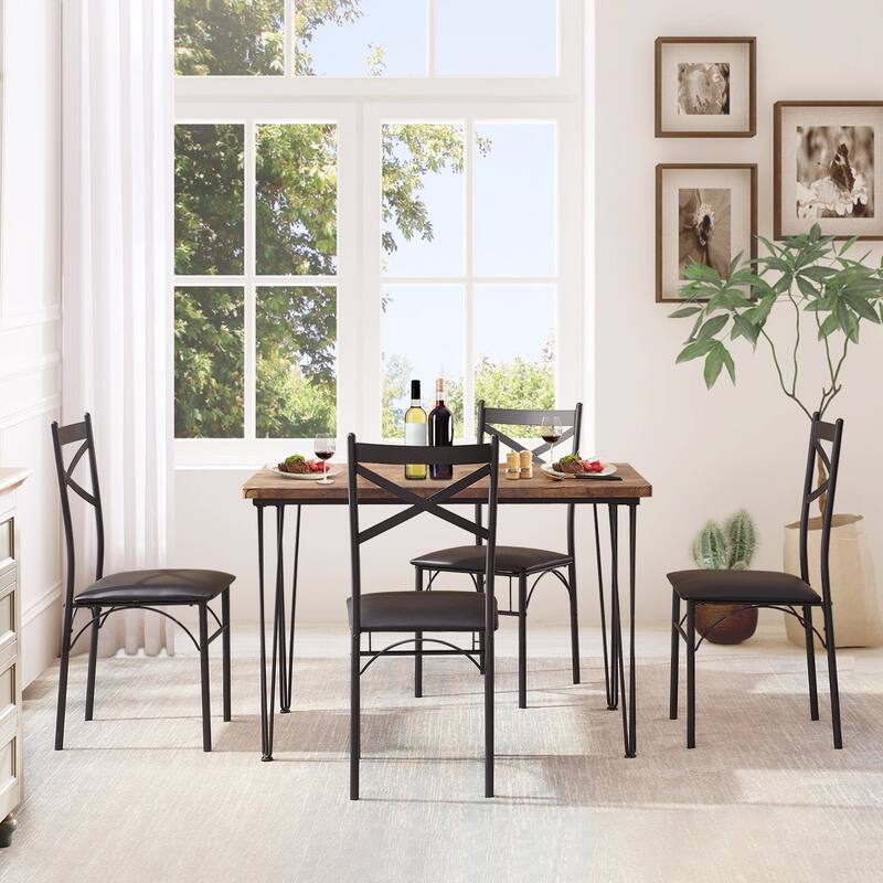 Javlergo Dining Table Set for 4, Wood Table and 4 Chairs (5-Piece) for Home Kitchen Breakfast Nook