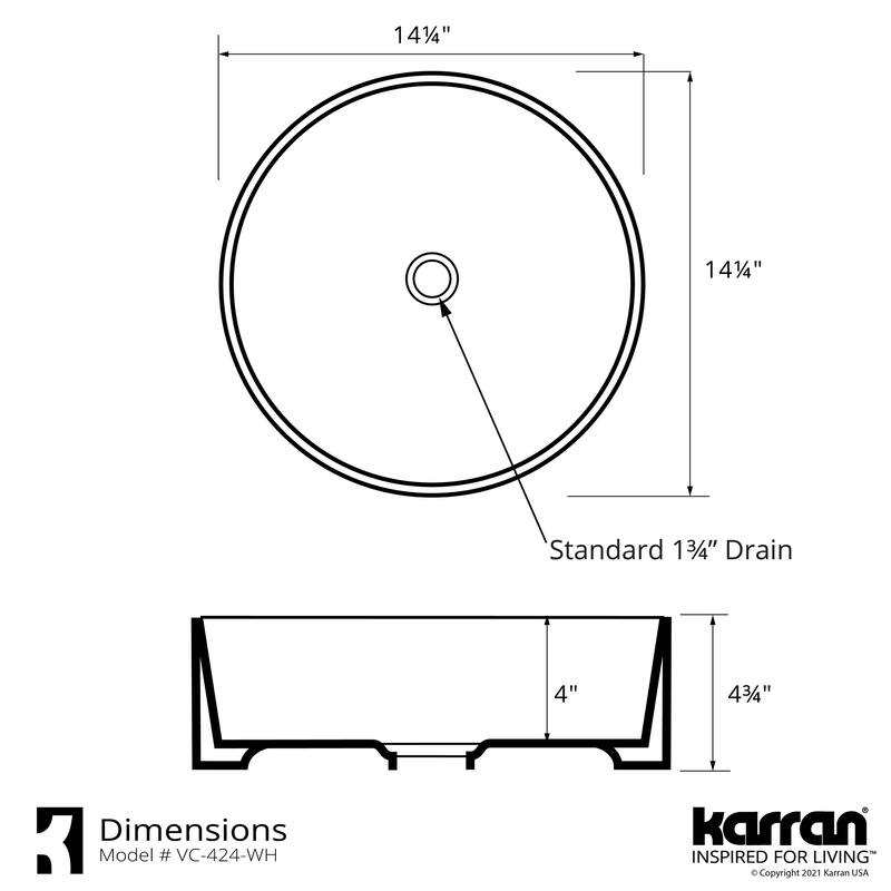 Karran Valera 14" Vitreous China Vessel Bathroom Sink in White