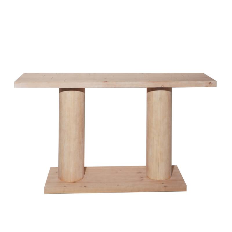 Modern Wooden Console Table with Column Pedestal Design