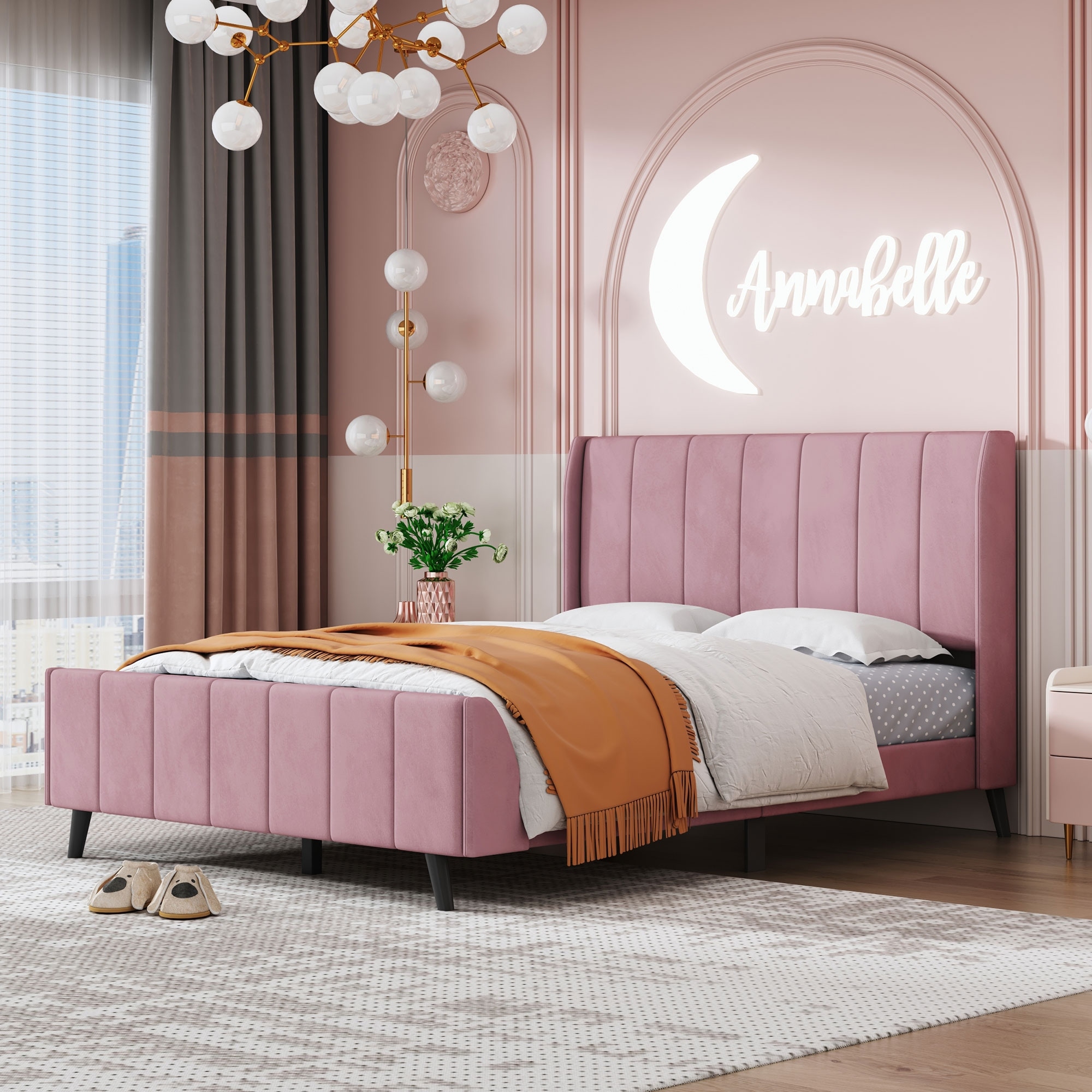 Blush pink tufted headboard sale