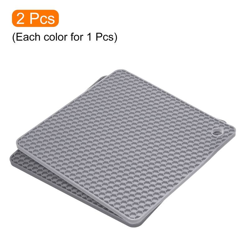 Silicone Trivet Mats 2pcs Hot Pan Pads Hot Pot Holder Deep Gray, Light Gray - Deep Gray, Light Gray
