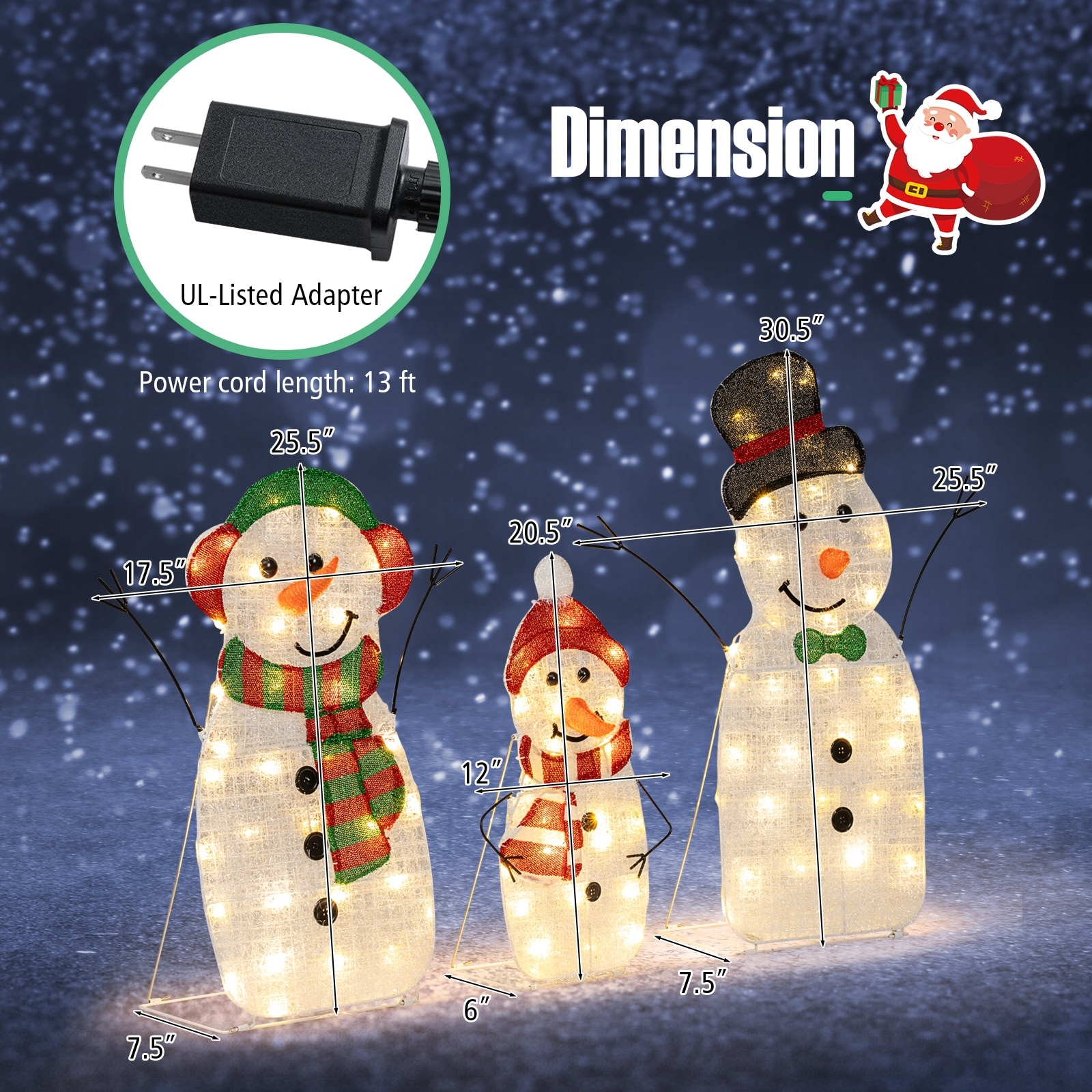 Gymax Set of 3 Pre-Lit 2D Snowman Set w/LED Lights for Home Lawn Yard -  Multi-color - Overstock - 43572137, image size:1600x1600