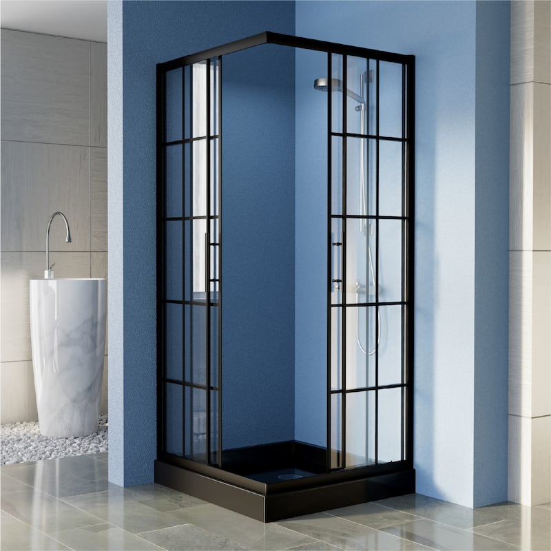 i-Homare 36 in.D x 36 in. W x 72 in. H Corner Shower Enclosure with Double Sliding Doors
