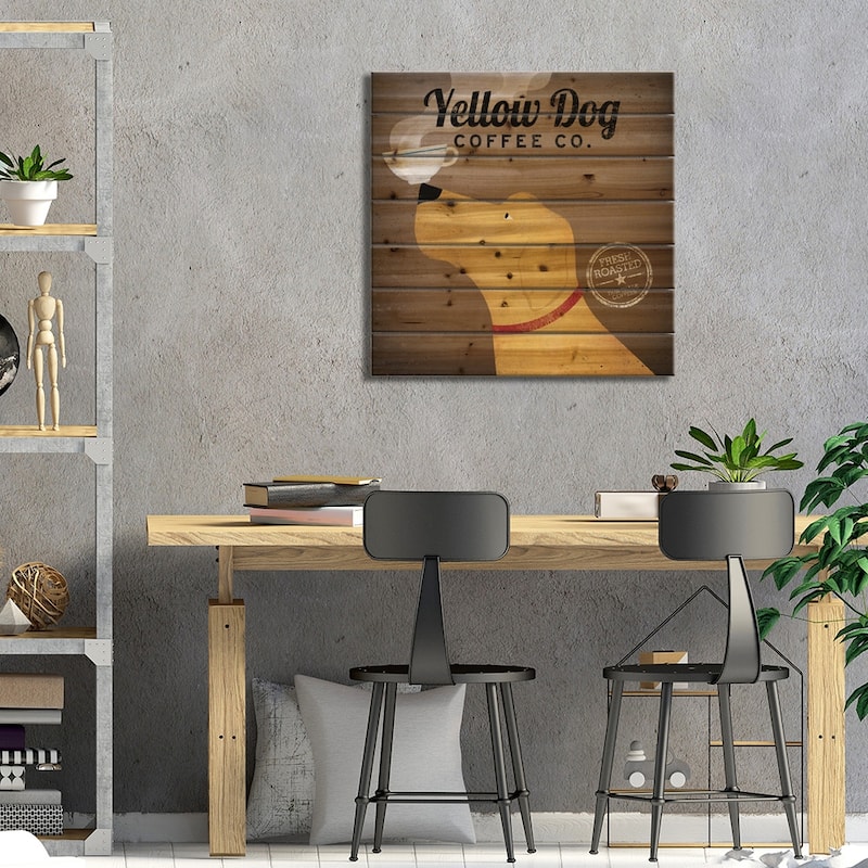 Yellow Dog Coffee Co. Print On Wood by Ryan Fowler - Multi-Color