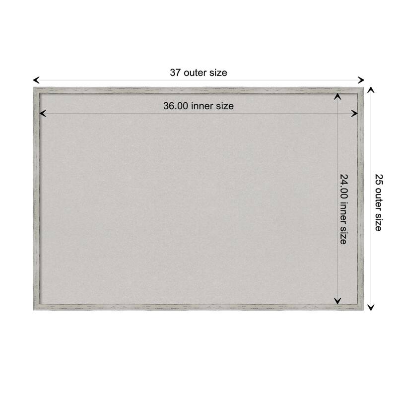 Shiplap White Narrow Wood Framed Grey Corkboard Bulletin Board - Board Size 36x24