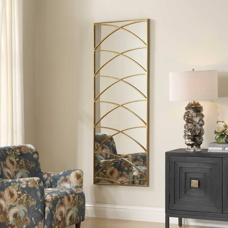 Uttermost Crossed Up Gold Full Length Mirror - 25.00" W x 70.00" H x 1.00" D