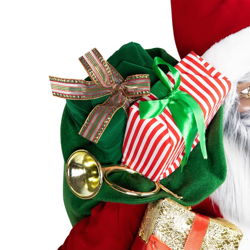 African American Standing Santa Claus with Presents Christmas Decoration - 5'