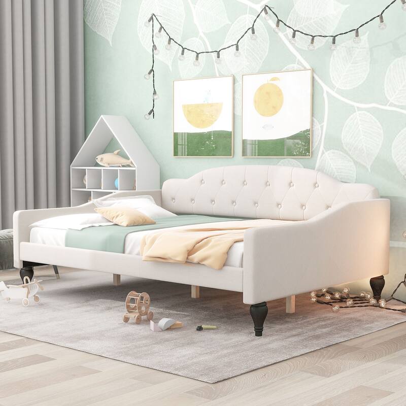 Full Size Upholstered Tufted Daybed Bed
