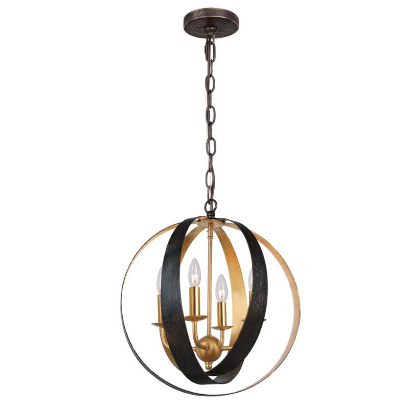 Timeless Home Four Light Mini Chandelier Luna English Bronze / Antique Gold - Exact Size