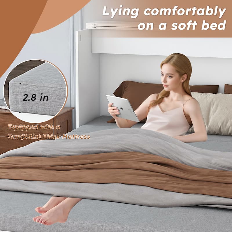 57" Murphy Bed with Storage & Charging Station