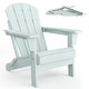 preview thumbnail 25 of 38, Folding Adirondack Chair, Outdoor Wooden Lounge Chair, Modern Lounger Adirondack Chair Ergonomic Extended Backrest Blue