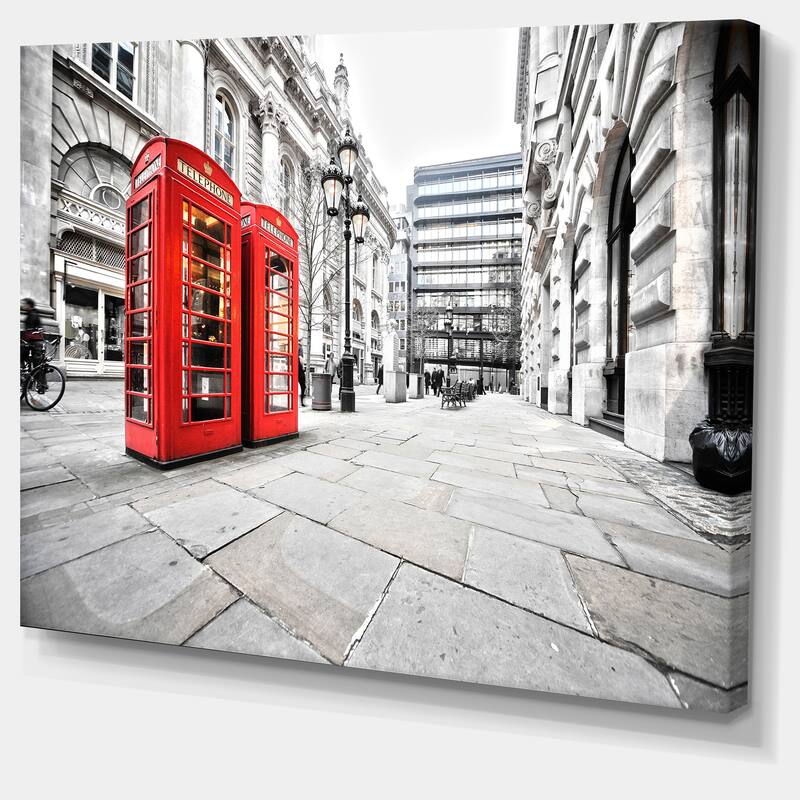 Phone Booths on Street - Cityscape Canvas print