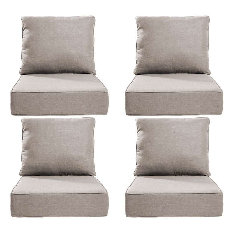 22" W x 24" D x 6" T Outdoor Lounge Chair Replacement Cushion Set Water and Fade Resistant - 4 Sets - Beige