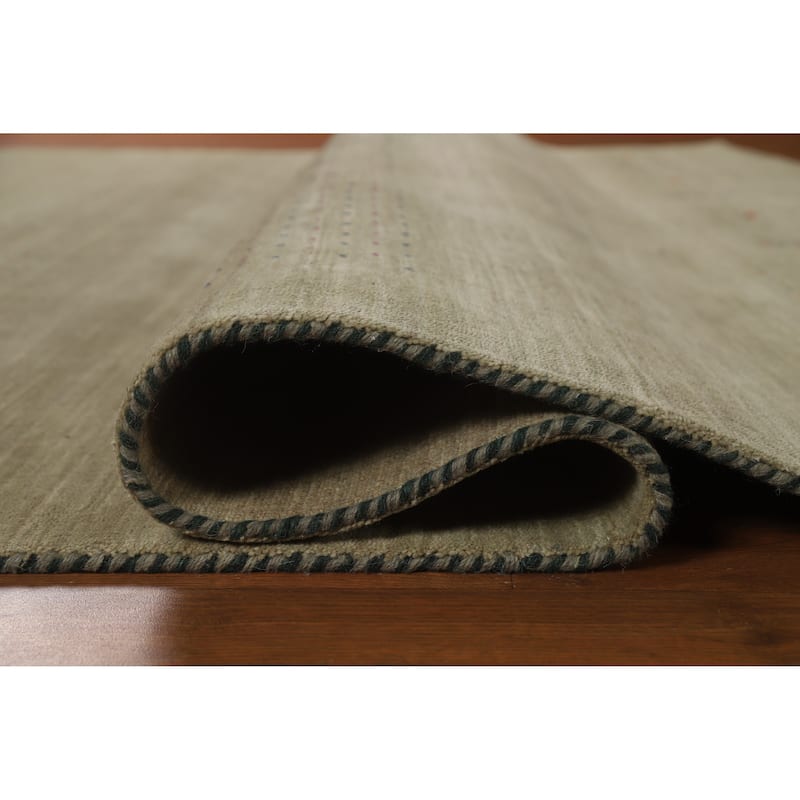Hand Knotted Oriental 100% Wool Carpet Tribal Animal Pictorial Green Gabbeh Area Rug - 9' 9'' X 8' 1''