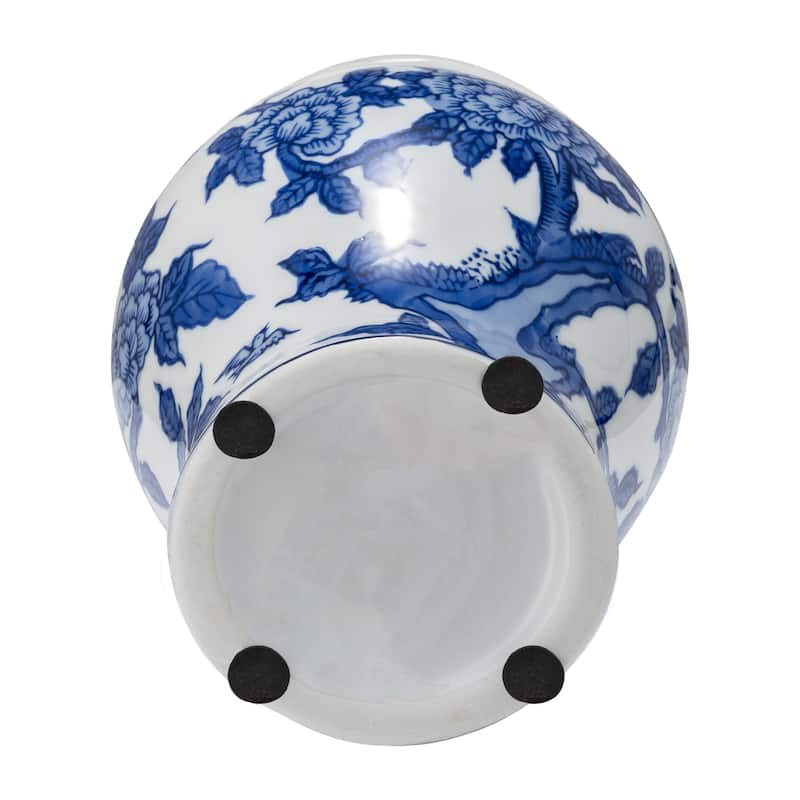 Sagebrook Home Chinoiserie Blue & White Ceramic Lidded Jar