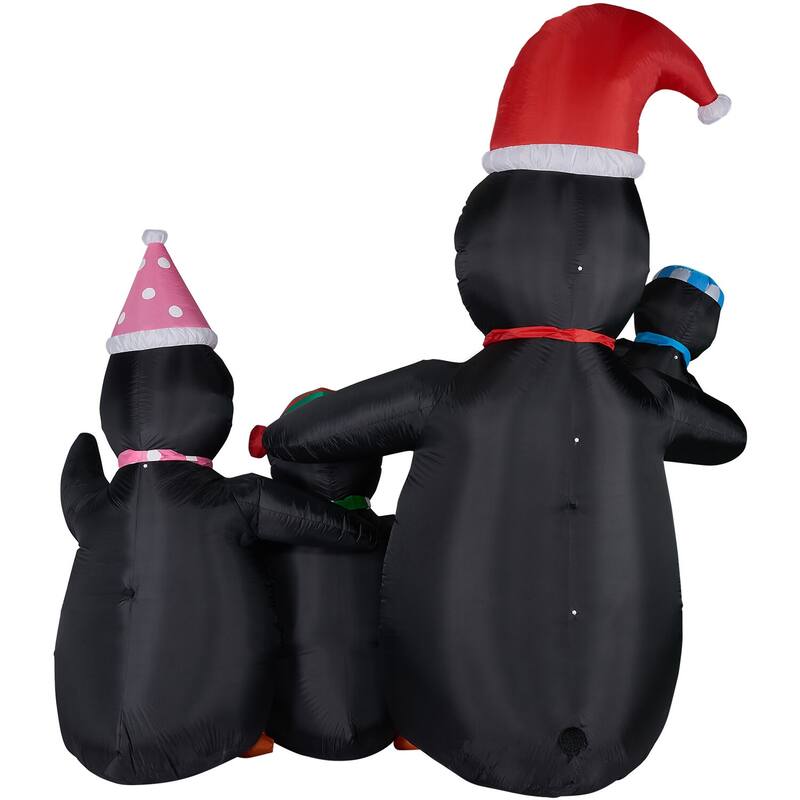 Fraser Hill Farm 10-Ft. Tall Penguin Family, Blow Up Inflatable with Lights and Storage Bag