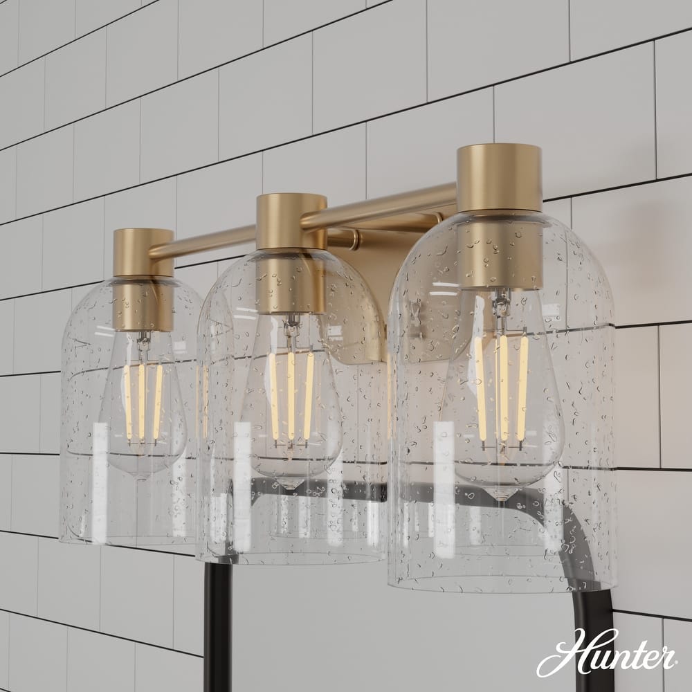 Hunter Lochemeade 3-Light Vanity Wall Light, Damp-rated - Bathroom, Laundry - Modern Farmhouse, Contemporary, Industrial